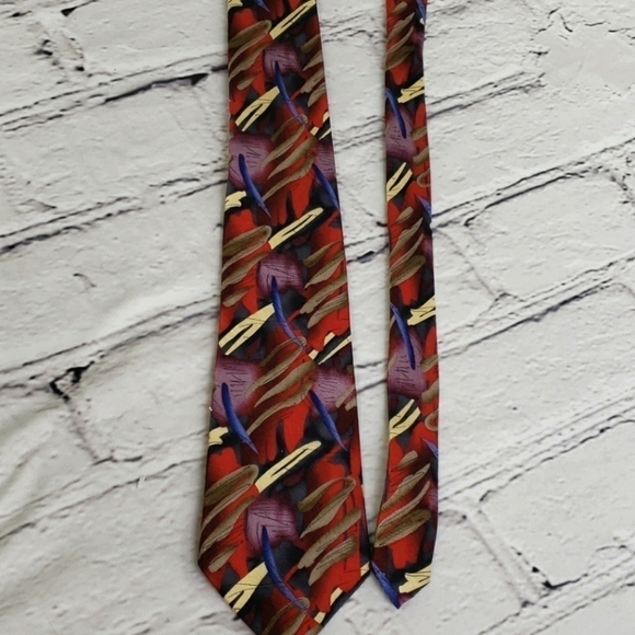 J. Garcia Zoot Coll 54 Silk Tie EUC 60" Red Tan Ye - Picture 10 of 10